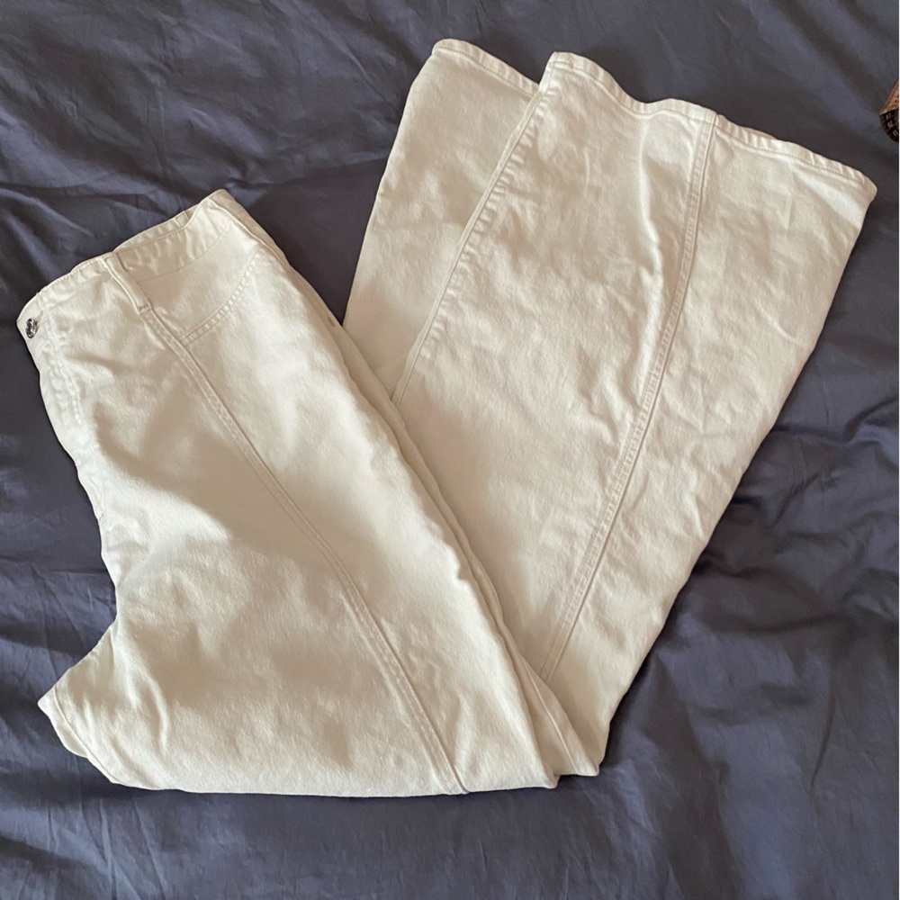 We The Free high rise wide leg cream color jeans
